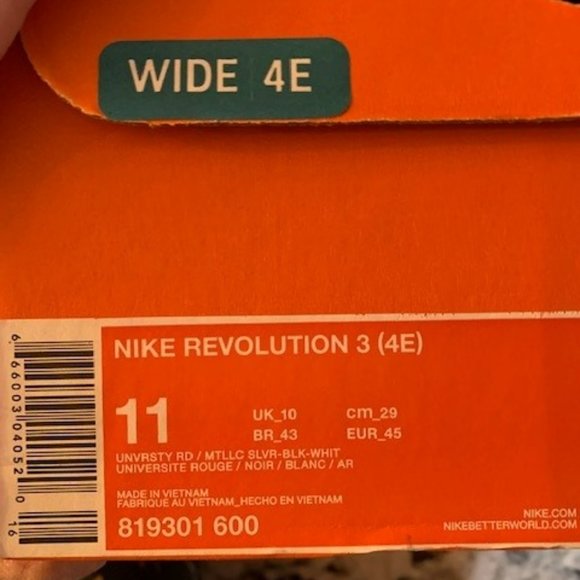 Nike Revolution 3 (4E) Wide Size 11 - Picture 4 of 6